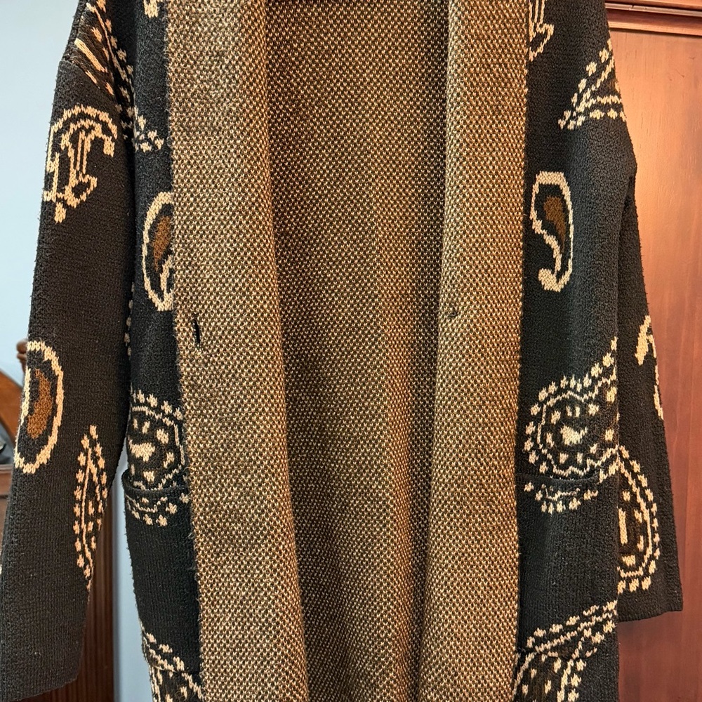 Elegant Black and Brown Women's Cardigan